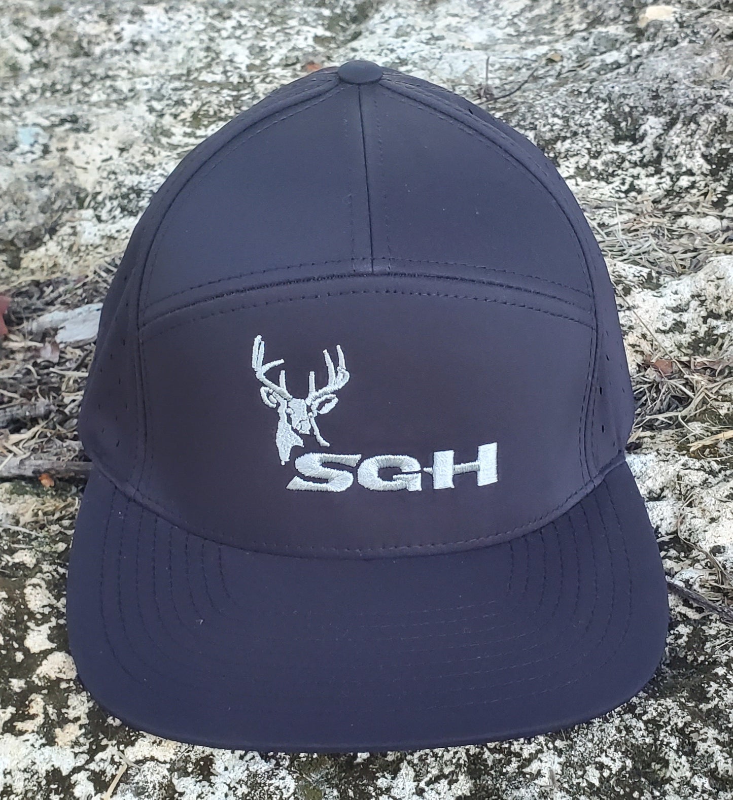 Hot Weather is Here! Moisture Wicking & Light Weight - Dri-Fit Richardson in Black with Silver Embroidered 2nd gen deer logo