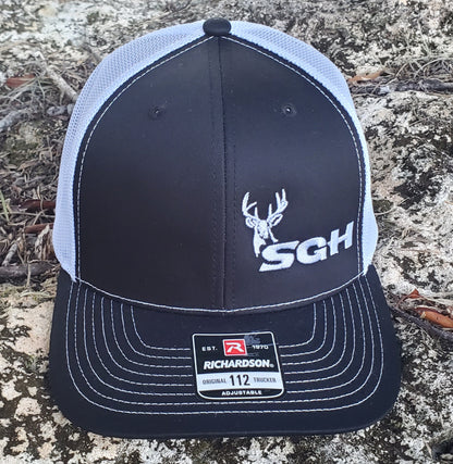 SGH Black/White Richardson 112 with White Embroidered 2nd Gen Deer Logo
