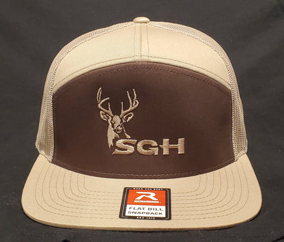 7 Panel Tan/Brown Richardson 168 SGH Buck Logo Hat